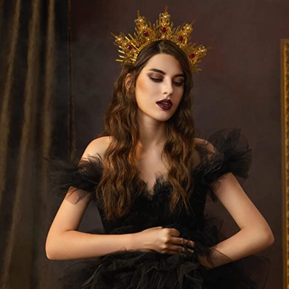 Crown Headband Spiked Zip Tie Halo Crown Sunburst Goddess Headpiece with Butterf main image 3